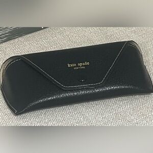kate spade Black Leather Glasses Case with Gold Logo EUC